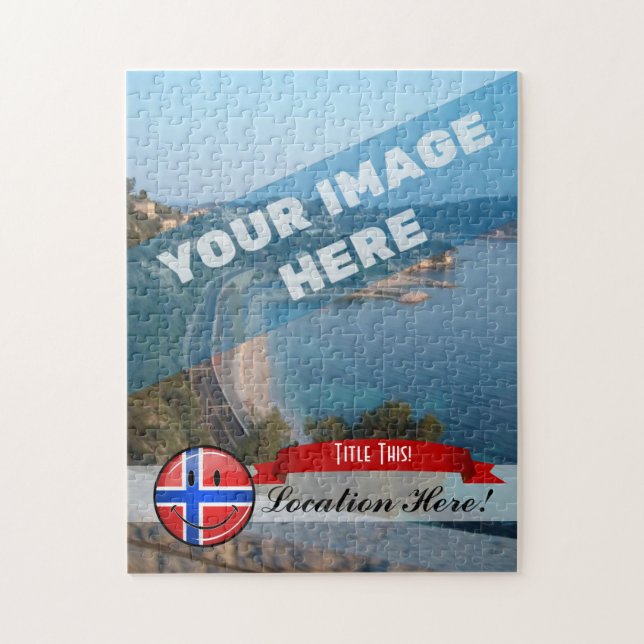Glossy Round Smiling Norwegian Flag Jigsaw Puzzle (Vertical)