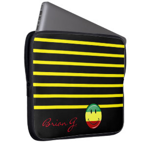 Glossy Round Smiling Rasta Colours Flag Laptop Sleeve