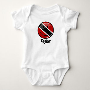 Glossy Round Smiling Trinidad and Tobago Flag Baby Bodysuit