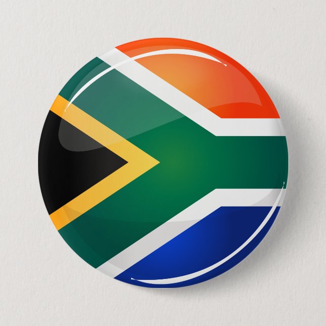 Glossy Round South African Flag 7.5 Cm Round Badge (Front)