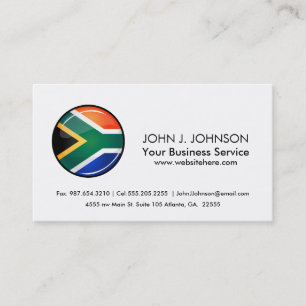Glossy Round South African Flag Business Card