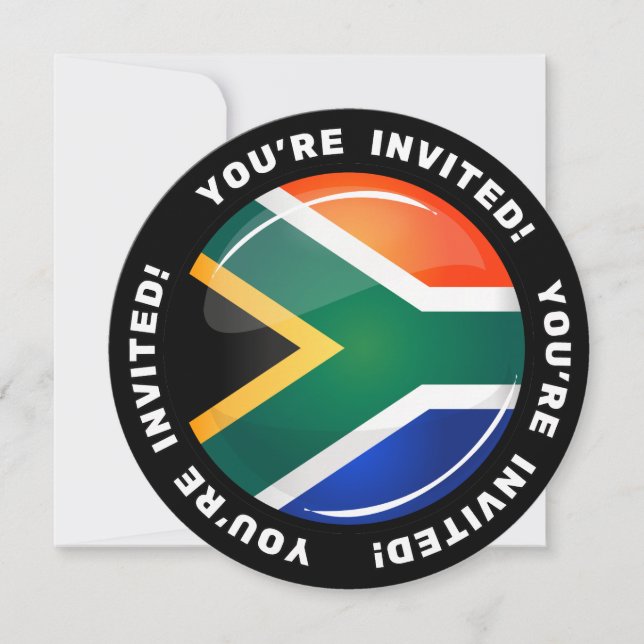 Glossy Round South African Flag Invitation (Front)