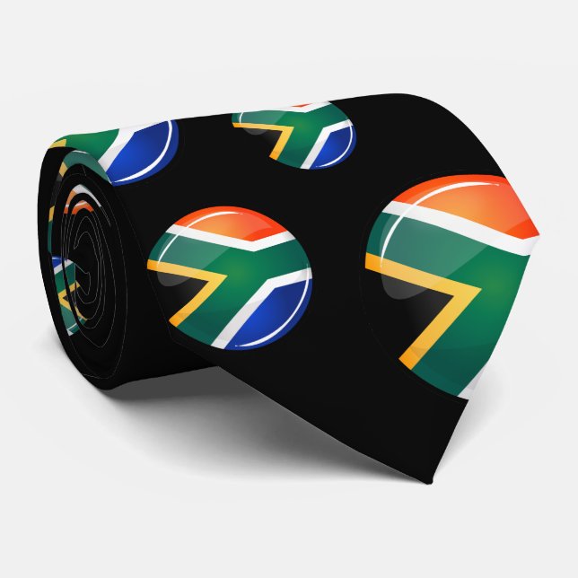 Glossy Round South African Flag Tie (Rolled)