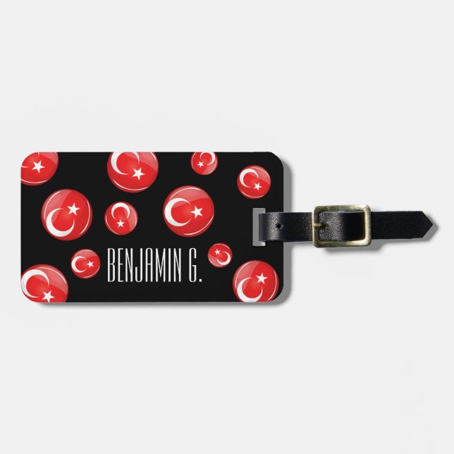 Glossy Round Turkish Flag Luggage Tag (Front Horizontal)