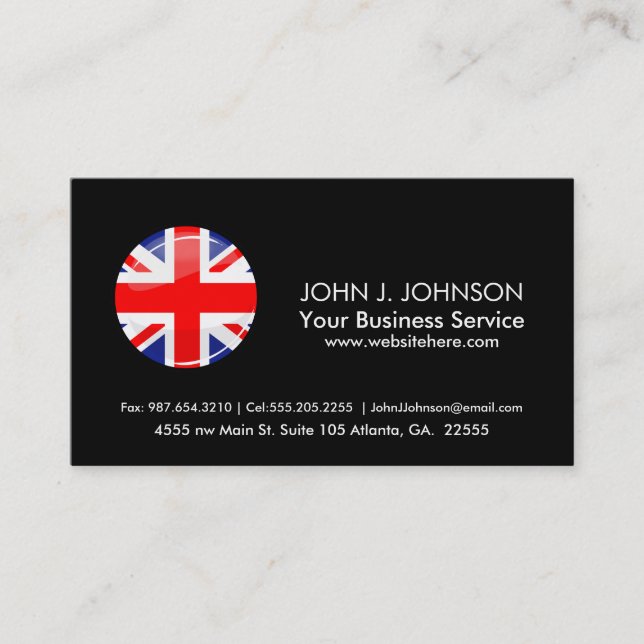 Glossy Round UK English Flag Business Card (Front)