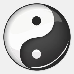 Glossy Round Yin Yang Symbol Classic Round Sticker