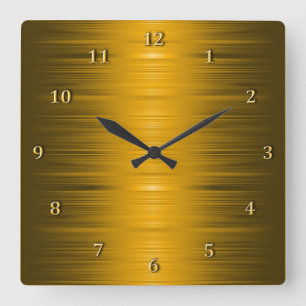 Glossy Shaded Golden Square Wall Clock