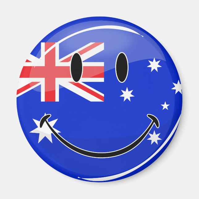Glossy Smiling Australian Flag Magnet (Front)