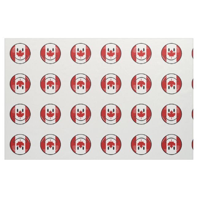 Glossy Smiling Canadian Flag Fabric (Fat Quarter)