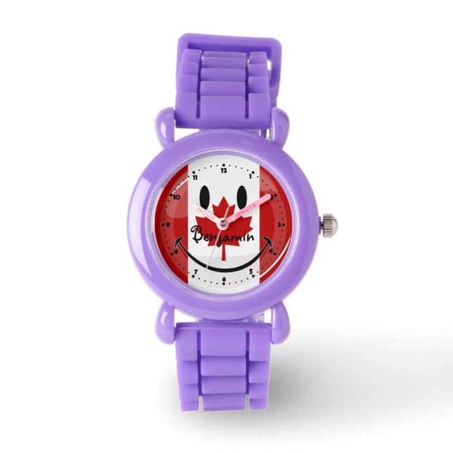 Glossy Smiling Canadian Flag Watch (Front)