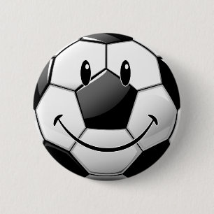 Glossy Smiling Toon Soccer Ball 6 Cm Round Badge