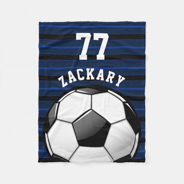 Glossy Soccer Ball Blue Fleece Blanket (Front)