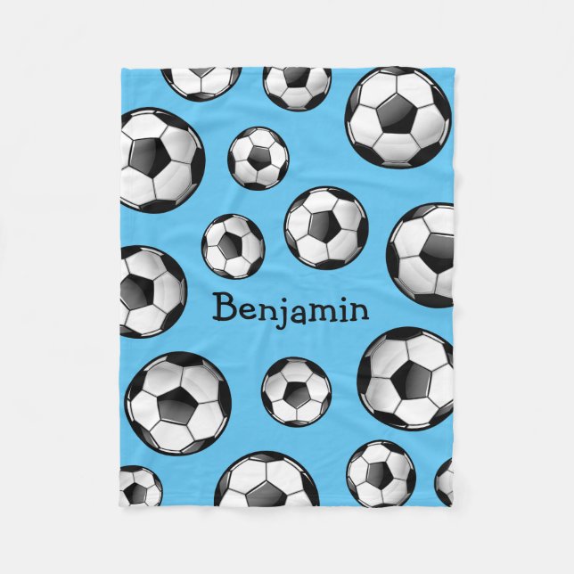 Glossy Soccer Ball Fleece Blanket (Front)