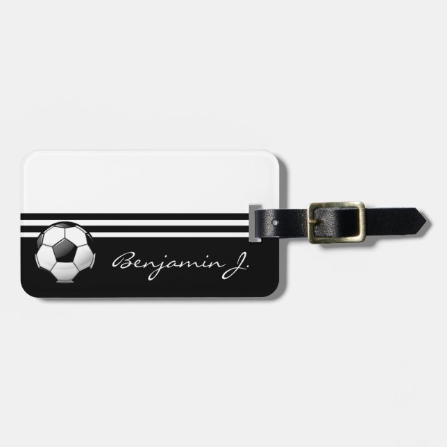 Glossy Soccer Ball Luggage Tag (Front Horizontal)