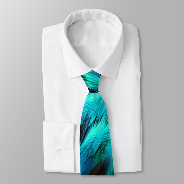 Glossy stained from cyan to blue, and red spots tie (Tied)