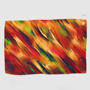 Glossy stained from red to orange, a little green golf towel