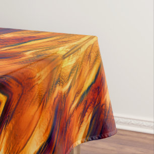 Glossy stained from red to orange, a little green tablecloth