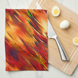 Glossy stained from red to orange, a little green tea towel