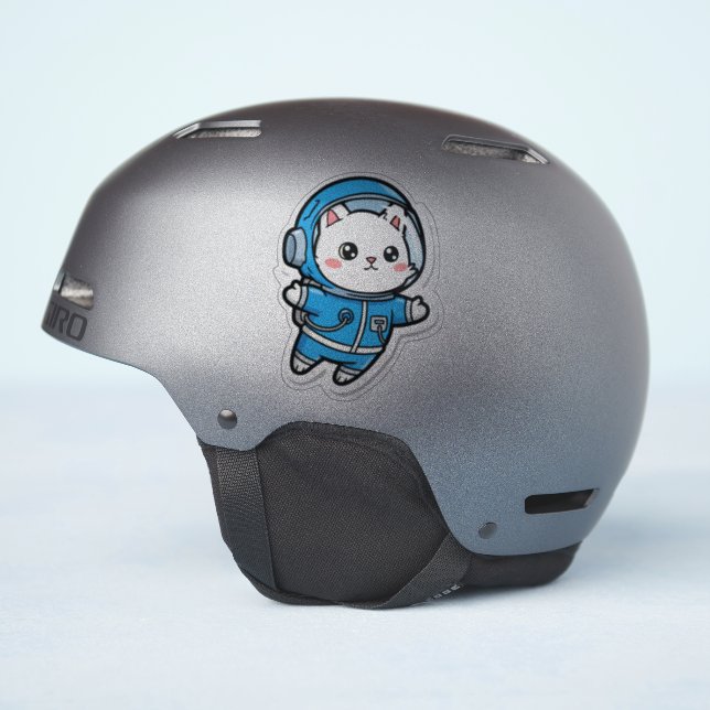 Glossy Transparent -Cute Astronaut Cat 4x4 (Helmet Side)