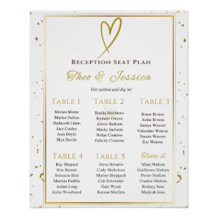 Glossy  We Do White and Gold Seating Plan Poster