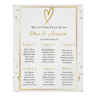 Glossy  We Do White and Gold Seating Plan Poster