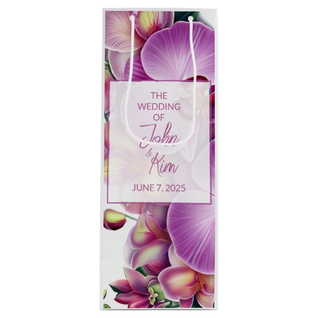Glossy Wedding Wine Gift Bag (Front)