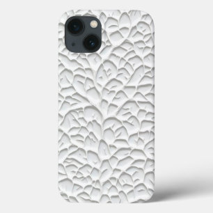 Glossy White iPhone Case with Textured Branch