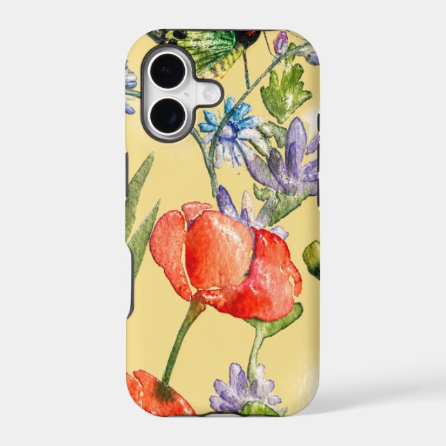 Glossy Wildflower Butterfly iPhone 17 Case (Back)