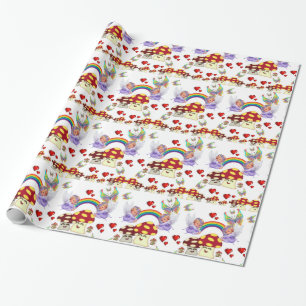 Glossy Wrapping Paper, Angel Butterfly Mushrooms Wrapping Paper