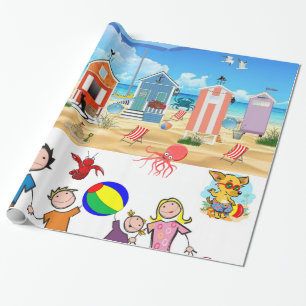 Glossy Wrapping Paper, Beach Fun Octopus Wrapping Paper