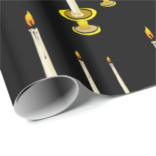 Glossy Wrapping Paper Black Candles Angel