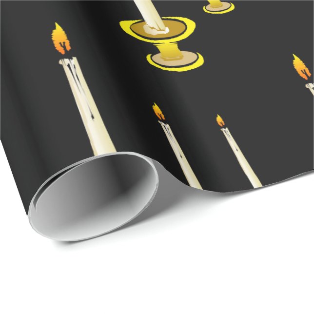 Glossy Wrapping Paper Black Candles Angel (Roll Corner)
