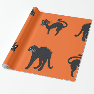 Glossy Wrapping Paper Black Cats Halloween