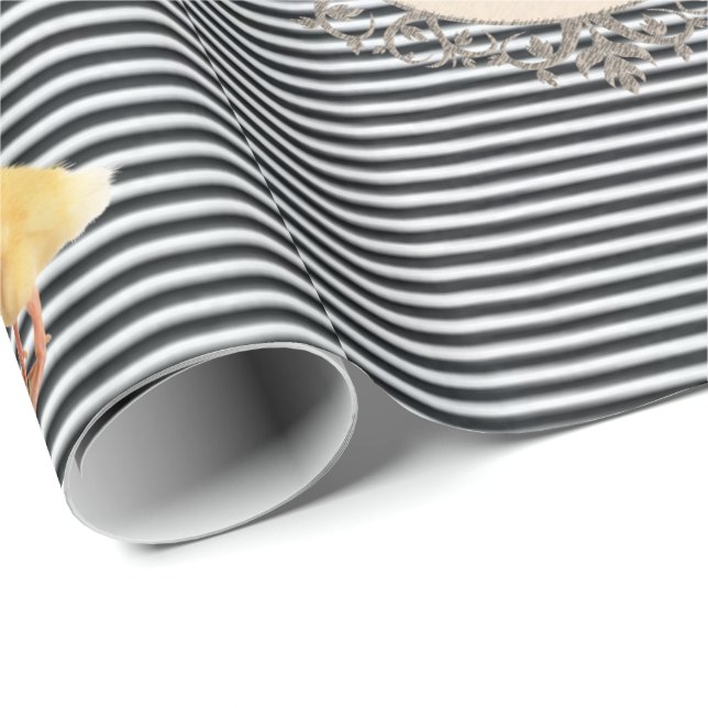 Glossy Wrapping Paper Black Stripe Duck (Roll Corner)