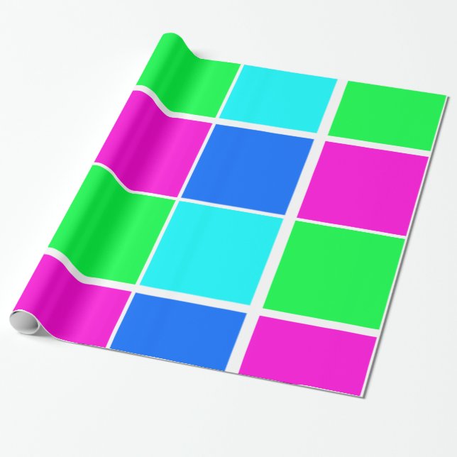 Glossy Wrapping Paper, Blue Green Pink Paper (Unrolled)