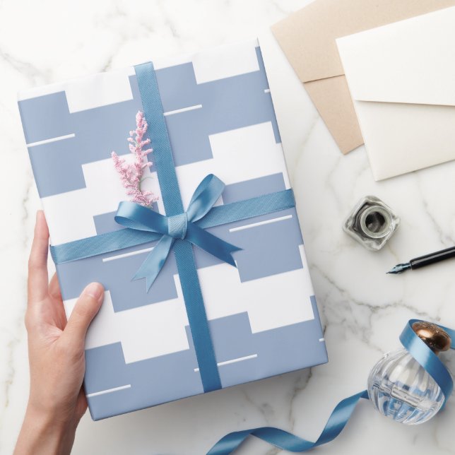 Glossy Wrapping Paper Blue & White Stripe (Gifting)