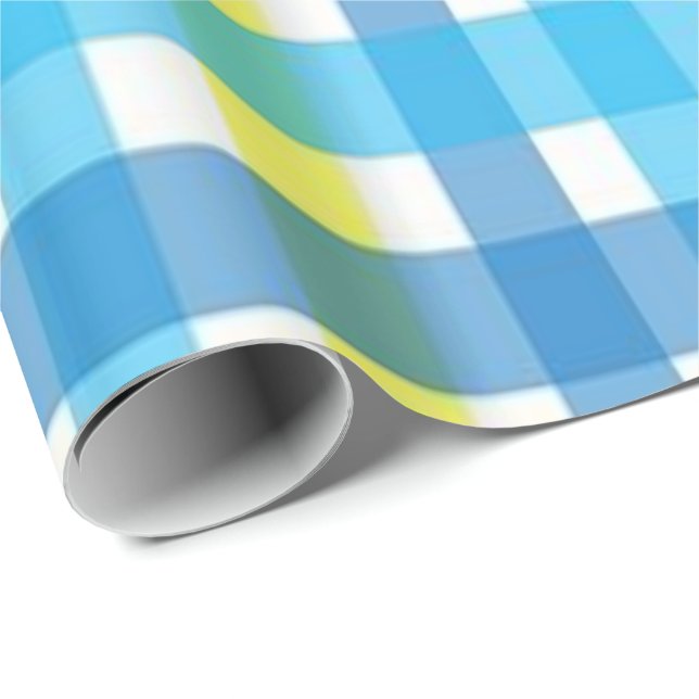 Glossy Wrapping Paper Blue Yellow Plaid (Roll Corner)