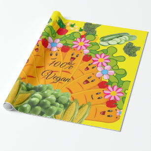 Glossy Wrapping Paper, Carrots Peas 100% Vegan Wrapping Paper