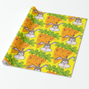 Glossy Wrapping Paper, Carrots Rabbit Yellow Paper
