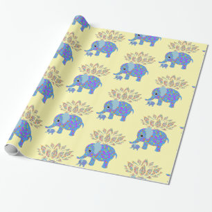 Glossy Wrapping Paper, Colourful Elephant Wrapping Paper