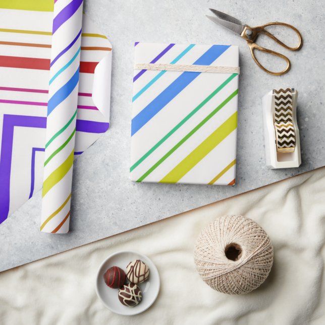 Glossy Wrapping Paper Colourful Stripe (Crafts)