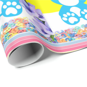 Glossy Wrapping Paper Colourful Teddy Bear Stripe