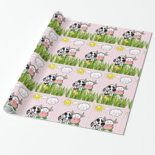 Glossy Wrapping Paper, Cow Sun Clouds Wrapping Paper