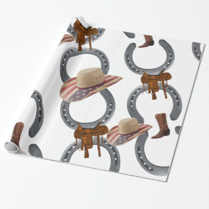 Glossy Wrapping Paper, Cowboy Saddle Horse Shoe Paper