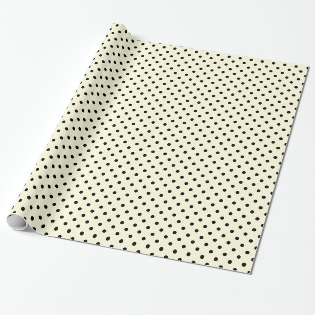 Glossy wrapping paper Dots Circles Black Cream (Unrolled)
