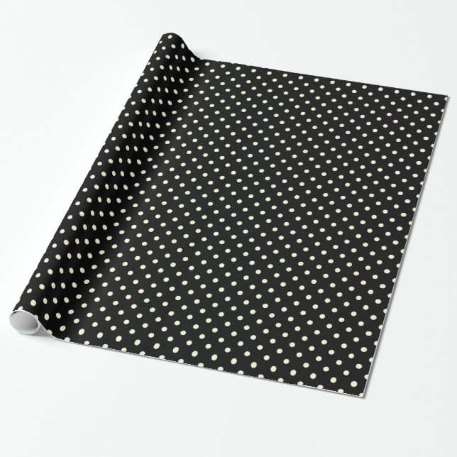 Glossy wrapping paper Dots Circles Black Cream (Unrolled)