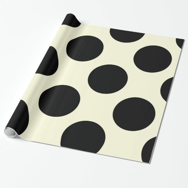 Glossy wrapping paper Dots Circles Black Cream (Unrolled)