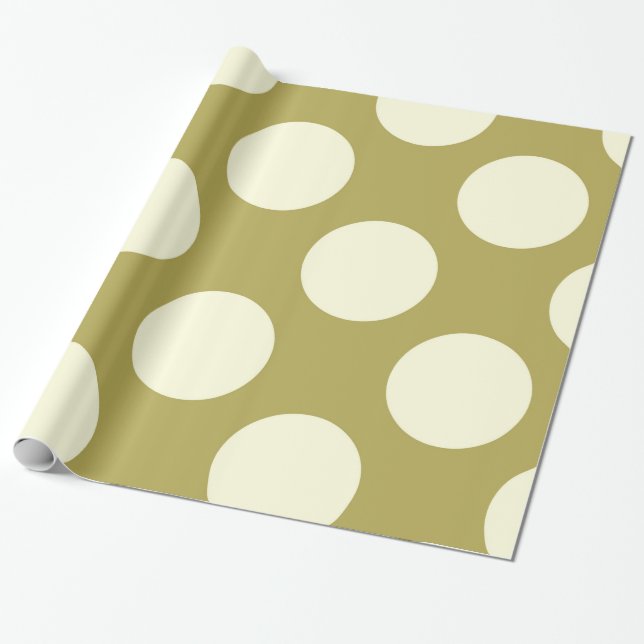 Glossy wrapping paper Dots Circles Green Cream (Unrolled)