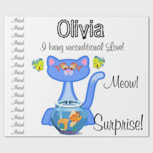 Glossy Wrapping Paper, Feline Cat Surprise Wrapping Paper