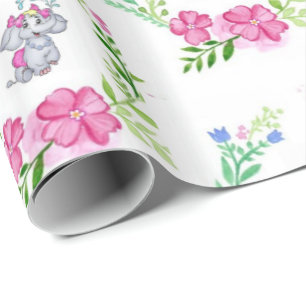 Glossy Wrapping Paper Floral Elephant